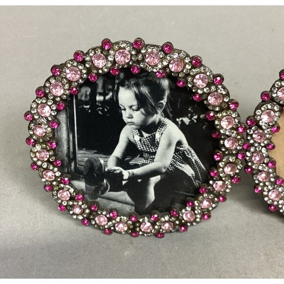 Set Of 2 Small Pink Silver Beaded Photo Frames - Picture 2 of 11